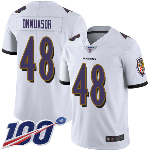 Baltimore Ravens Limited White Men Patrick Onwuasor Road Jersey NFL Football #48 100th Season Vapor Untouchable